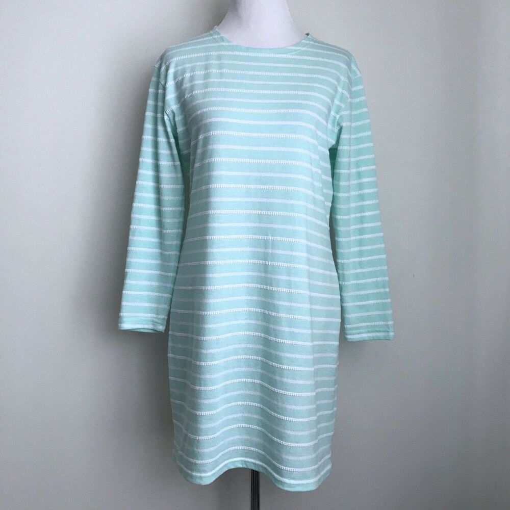 STS Sail To Sable Textured Stripe Shift Dress Stretch Knit Cabbage Womens Size M